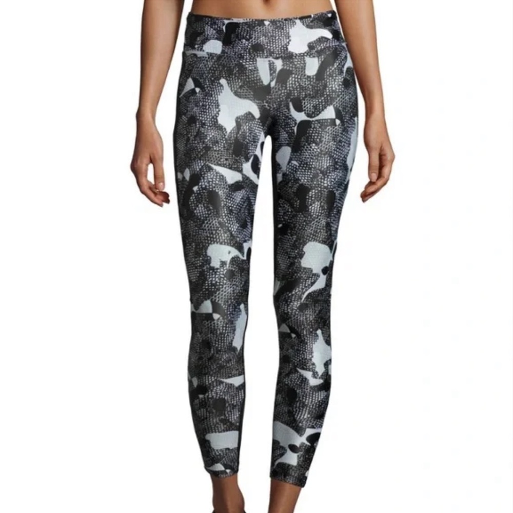 KORAL Lustrous Coated Snake Camo Black Hi Rise Leggings S